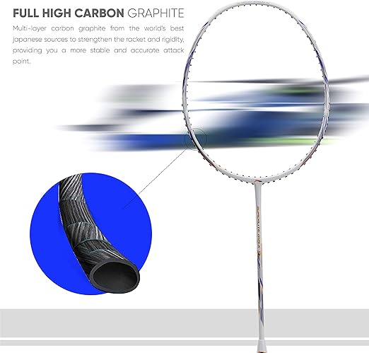 Li-Ning G-Force Superlite Max 9 مضرب تنس الريشة غير مضغوط من الكربون والجرافيت مع غطاء مضرب كامل