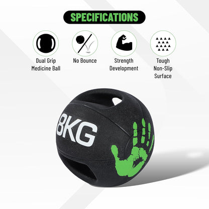 Endless Infinity Double Handle Medicine Ball | Black | Rubber | Core Strengthening, Fitness, Cardio, Home and Gym Workouts | For Men and Women