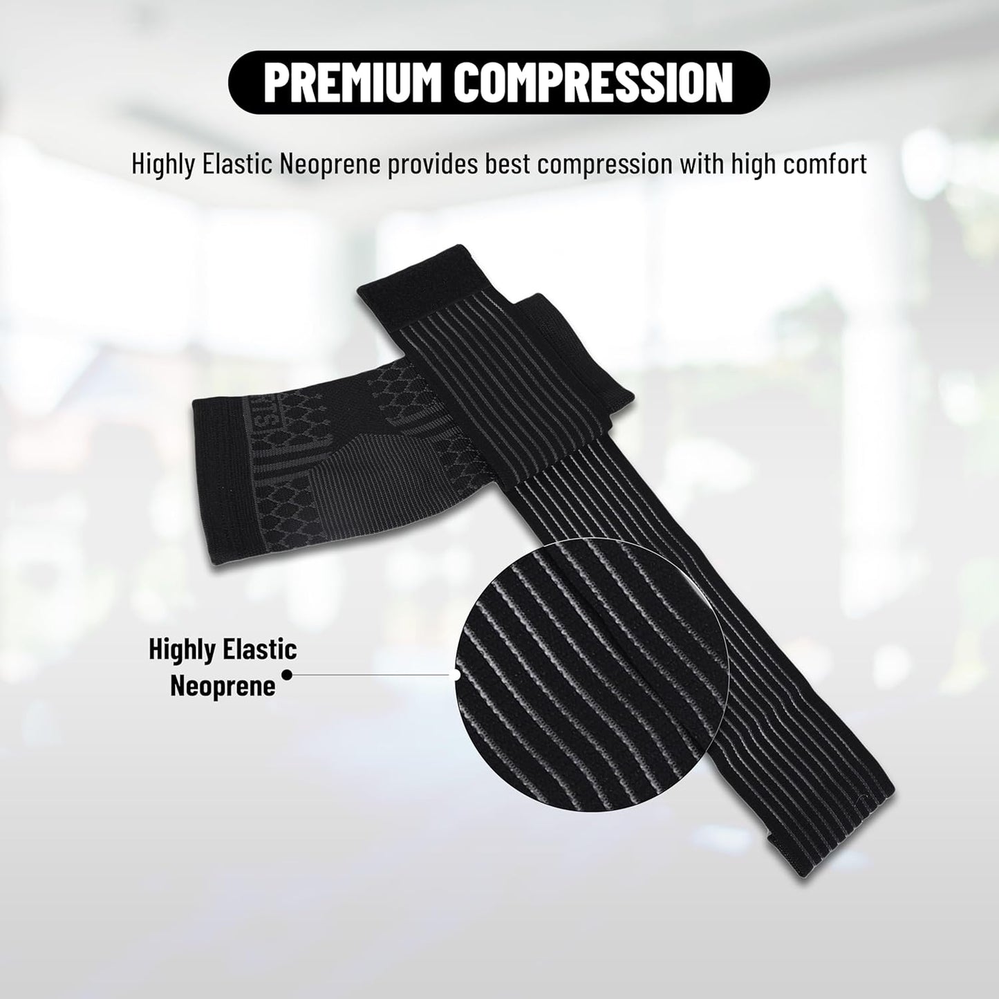 Endless دعامة دعم الكاحل سهلة الانزلاق - عبوة من قطعتين | دعامة للصالة الرياضية والرياضة والتمارين الرياضية وأنشطة ركوب الدراجات | للرجال والنساء | اللون: أسود | الخامة: أسود |: النيوبرين والبوليستر