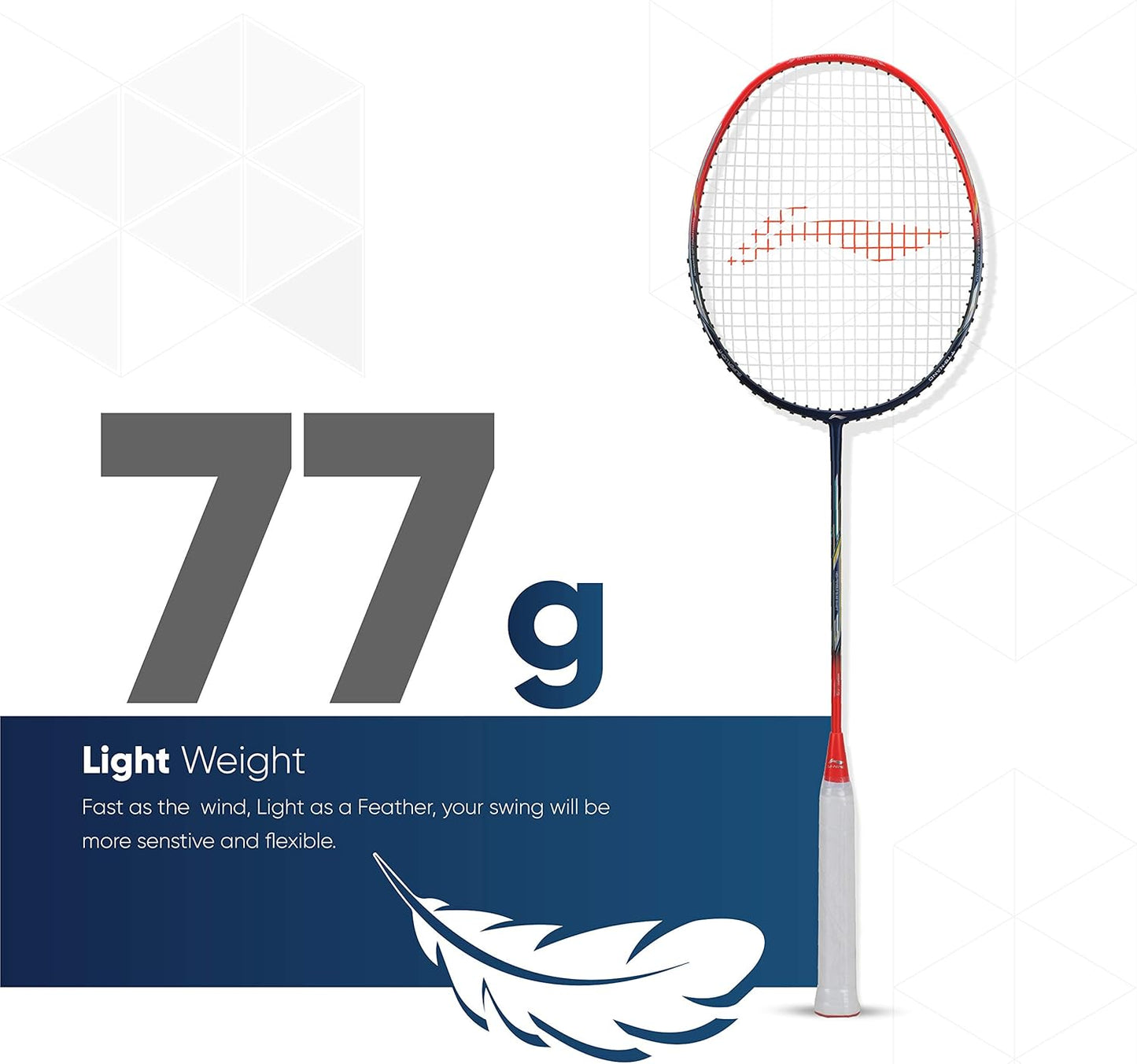 Li-Ning Air Force G2 مضرب تنس الريشة - مضرب تنس الريشة 77 من ألياف الكربون مع غطاء مضرب كامل | للاعبين المتوسطين | 77 جرام | أقصى شد للوتر - 30 رطلاً