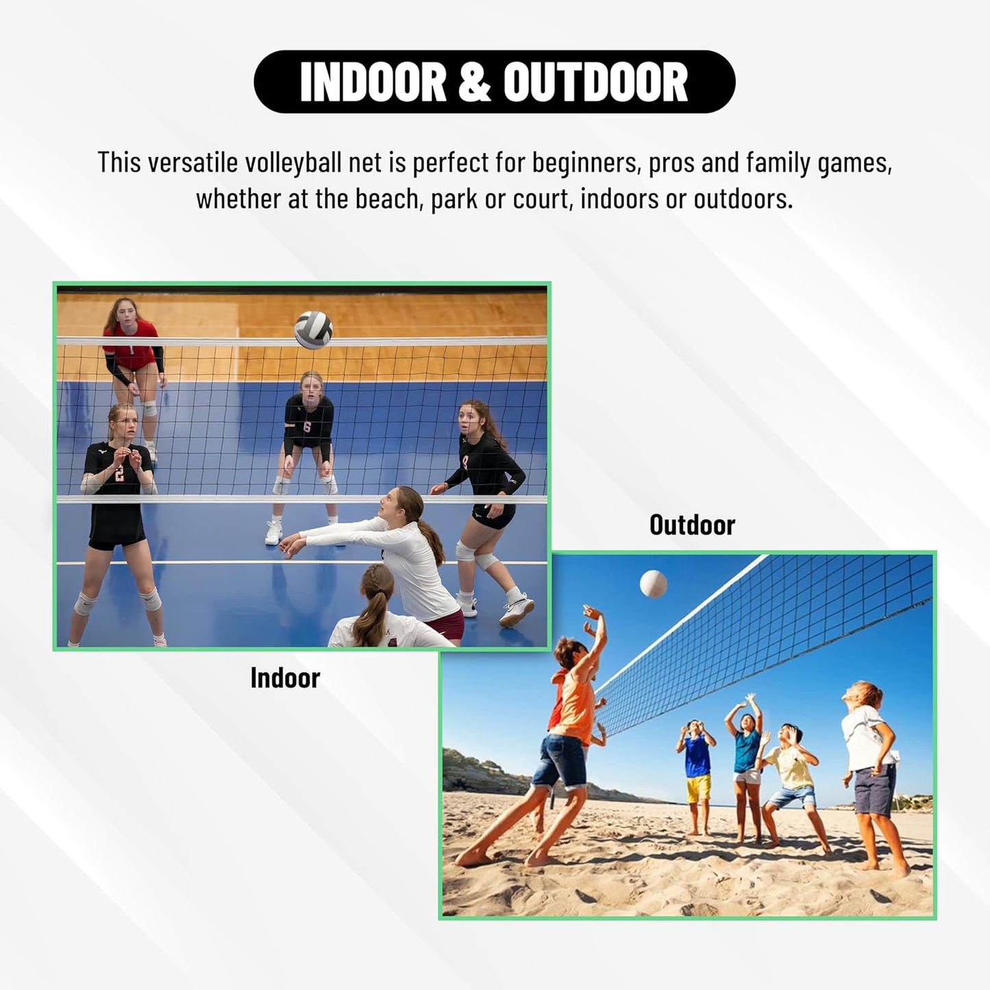 Endless شبكة كرة طائرة احترافية 32 قدم × 3 قدم | المادة: البولي إيثيلين (PE) | شبكة البطولة، شبكة تدريب تنس الريشة البديلة | ملحقات الكرة الطائرة الرملية