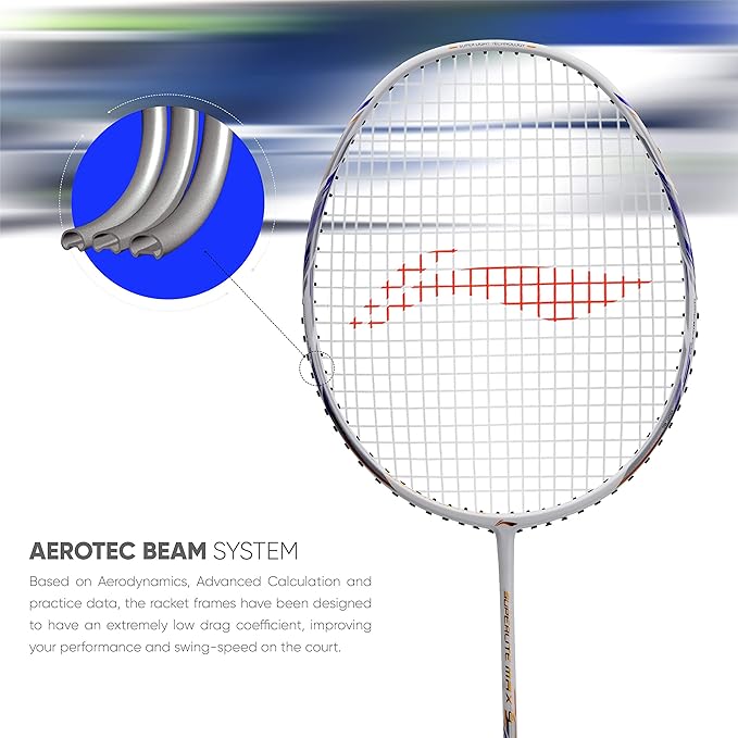 Li-Ning G-Force Superlite Max 9 مضرب تنس الريشة المصنوع من ألياف الكربون والجرافيت مع غطاء كامل للمضرب