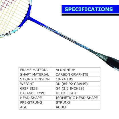 Yonex NanoRay 7000I مضرب تنس الريشة G4-2U من الألومنيوم مع غطاء كامل (أزرق) عبوة من قطعة واحدة