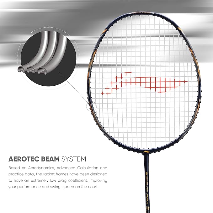 Li-Ning G-Force Superlite Max 9 مضرب تنس الريشة المصنوع من ألياف الكربون والجرافيت مع غطاء كامل للمضرب