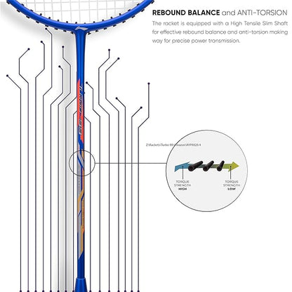 Li-Ning Turbo راكت مصنوع من ألياف الكربون 99 مع غطاء كامل مجاني (84 جرام. 30 رطل)