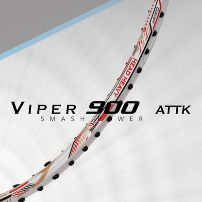 HUNDRED Viper 900 مضرب تنس الريشة من ألياف الكربون مع غطاء مضرب كامل | لاعبون متوسطون | 79 جرام | أقصى شد للوتر - 32 رطلاً