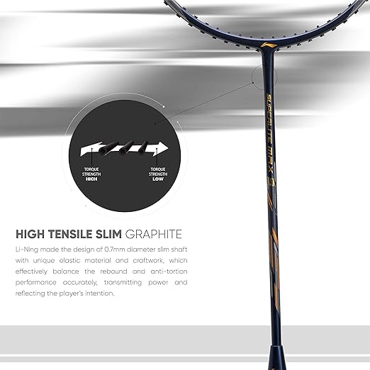 Li-Ning G-Force Superlite Max 9 مضرب تنس الريشة غير مضغوط من الكربون والجرافيت مع غطاء مضرب كامل