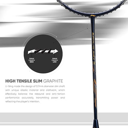Li-Ning G-Force Superlite Max 9 مضرب تنس الريشة غير مضغوط من الكربون والجرافيت مع غطاء مضرب كامل