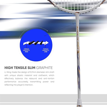 Li-Ning G-Force Superlite Max 9 مضرب تنس الريشة المصنوع من ألياف الكربون والجرافيت مع غطاء كامل للمضرب