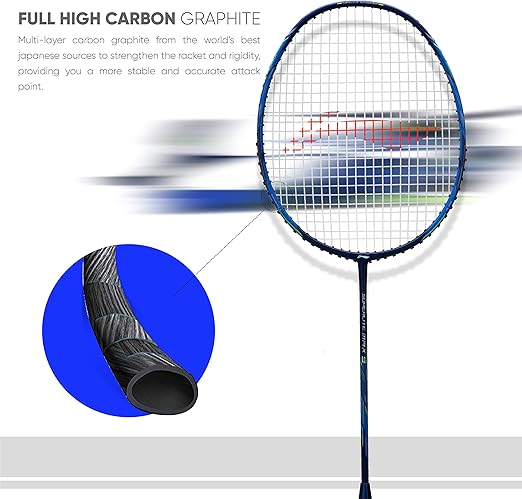 Li-Ning G-Force Superlite Max 9 مضرب تنس الريشة غير مضغوط من الكربون والجرافيت مع غطاء مضرب كامل