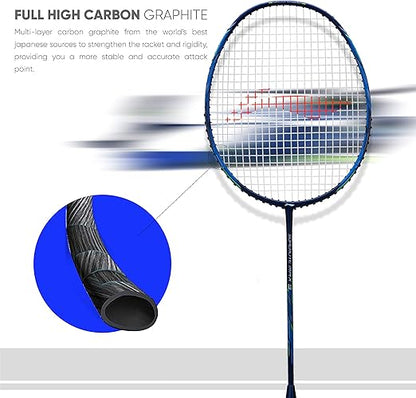 Li-Ning G-Force Superlite Max 9 مضرب تنس الريشة غير مضغوط من الكربون والجرافيت مع غطاء مضرب كامل