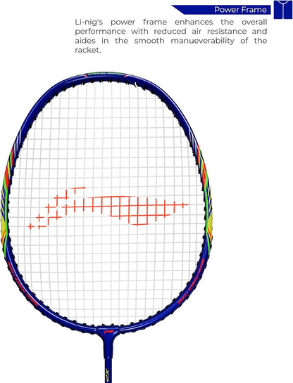 Li-Ning XP 2020 مضرب تنس الريشة المصنوع من سبائك الألومنيوم بإصدار خاص مع غطاء مضرب كامل (أزرق) | للمبتدئين | 90 جرام | أقصى شد للوتر - 24 رطلاً