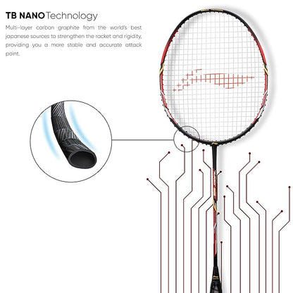 Li-Ning Turbo راكت مصنوع من ألياف الكربون 99 مع غطاء كامل مجاني (84 جرام. 30 رطل)