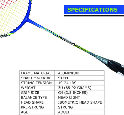Yonex  NanoRay 6000I G4 مضرب تنس الريشة المصنوع من أوتار من الألومنيوم مع غطاء كامل للمضرب (أحمر) | لاعبون متوسطون | 92 جرام | أقصى شد للأوتار - 24 رطلاً