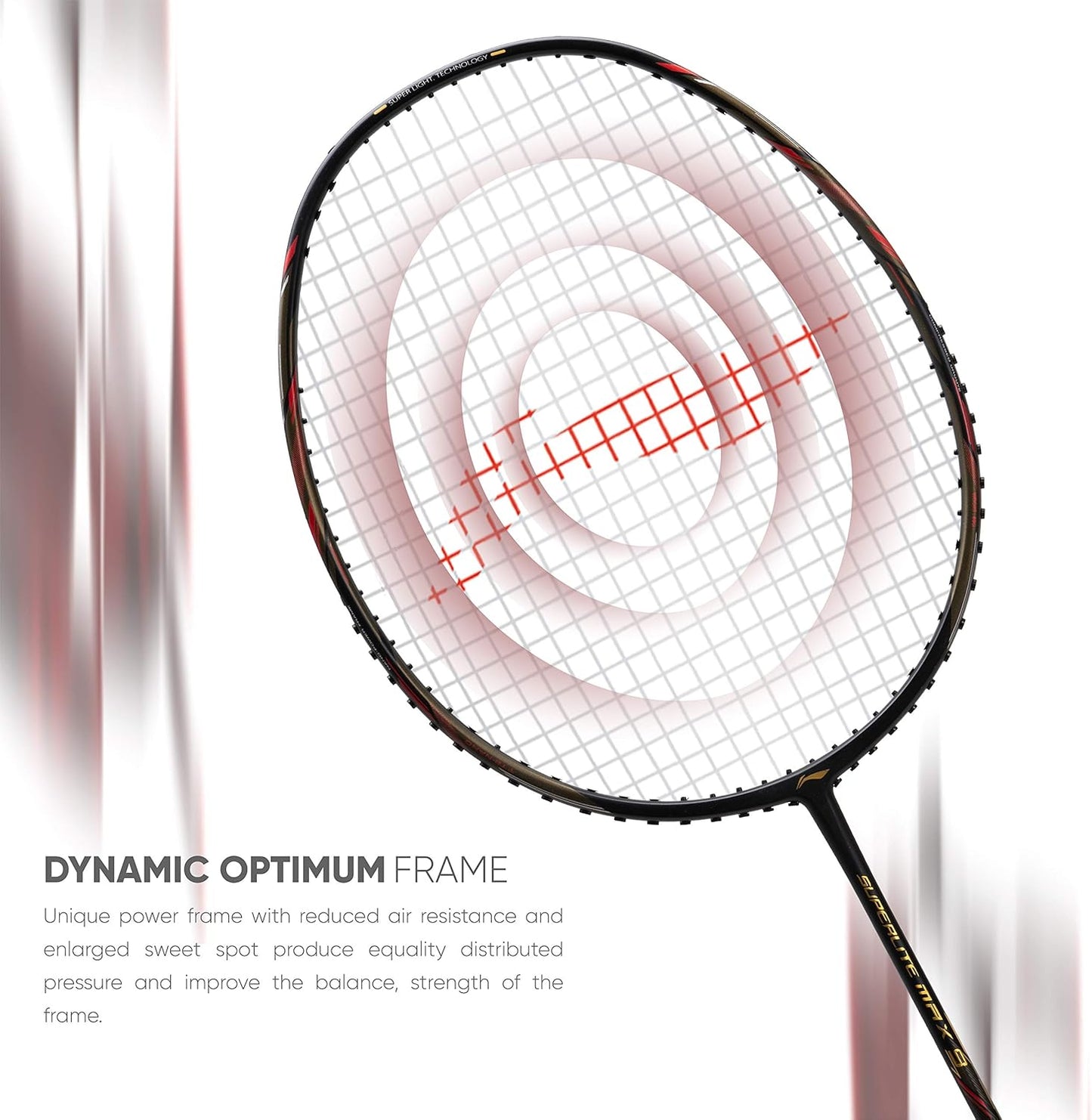 Li-Ning G-Force Superlight Max 9 مضرب تنس الريشة | اللون: أسود/أحمر | المقاس: S1 | المادة: ألياف الكربون | عمود مرن للغاية | توازن ثقيل هجومي