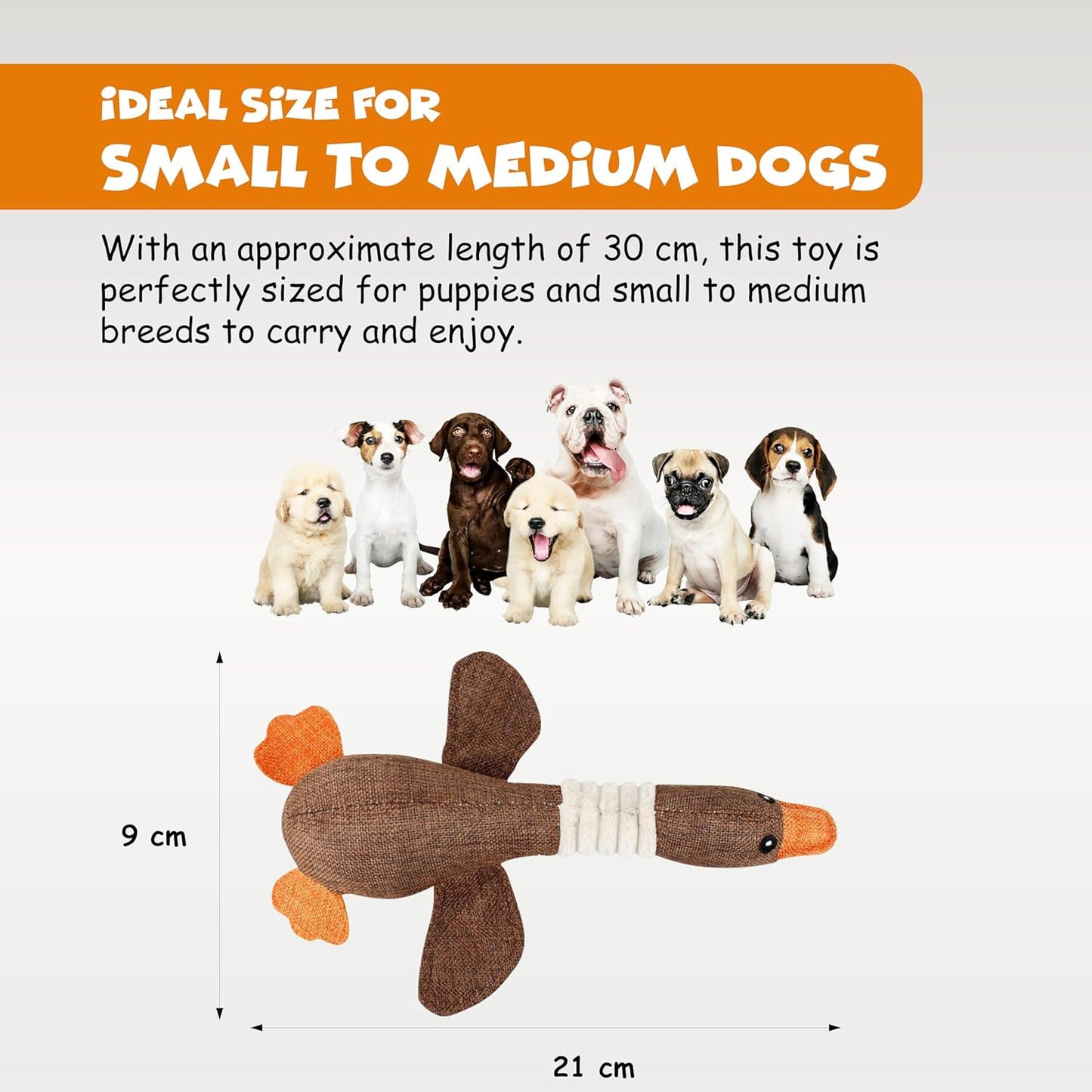 Funfy مجموعة من 3 ألعاب بطة مجعدة للسلالات الصغيرة والمتوسطة غير مناسبة للمضغ العدواني، بطة قطيفة لطيفة مع صرير ناعم، ممتعة للجراء في الأماكن المغلقة | لعبة للحيوانات الأليفة للعب والمضغ