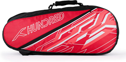 HUNDRED Two Step Badminton and Tennis Racquet Kit Bag (Navy, Medium/6in1) | Polyester | Multiple Compartment with Side Pouch | Easy-Carry Handle | Padded Back Straps | Front Zipper Pocket
