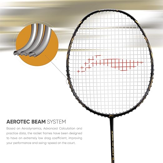 Li-Ning G-Force Superlite Max 9 مضرب تنس الريشة غير مضغوط من الكربون والجرافيت مع غطاء مضرب كامل