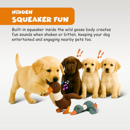 Funfy مجموعة من 3 ألعاب بطة مجعدة للسلالات الصغيرة والمتوسطة غير مناسبة للمضغ العدواني، بطة قطيفة لطيفة مع صرير ناعم، ممتعة للجراء في الأماكن المغلقة | لعبة للحيوانات الأليفة للعب والمضغ