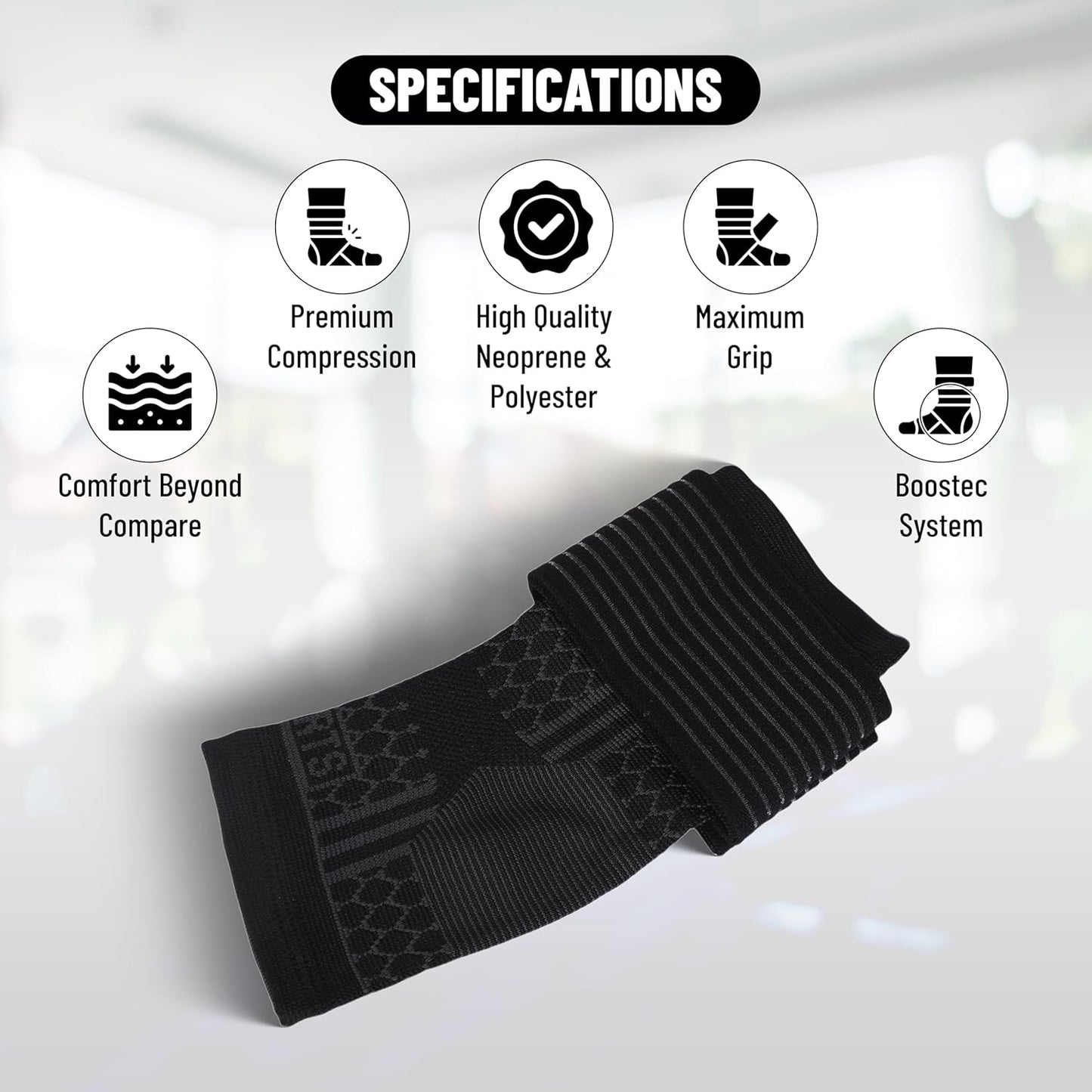 Endless دعامة دعم الكاحل سهلة الانزلاق - عبوة من قطعتين | دعامة للصالة الرياضية والرياضة والتمارين الرياضية وأنشطة ركوب الدراجات | للرجال والنساء | اللون: أسود | الخامة: أسود |: النيوبرين والبوليستر