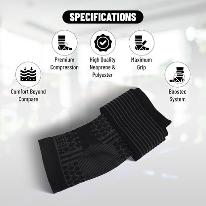 Endless دعامة دعم الكاحل سهلة الانزلاق - عبوة من قطعتين | دعامة للصالة الرياضية والرياضة والتمارين الرياضية وأنشطة ركوب الدراجات | للرجال والنساء | اللون: أسود | الخامة: أسود |: النيوبرين والبوليستر