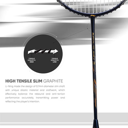 Li-Ning G-Force Superlite Max 9 مضرب تنس الريشة المصنوع من ألياف الكربون والجرافيت مع غطاء كامل للمضرب