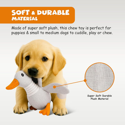 Funfy مجموعة من 3 ألعاب بطة مجعدة للسلالات الصغيرة والمتوسطة غير مناسبة للمضغ العدواني، بطة قطيفة لطيفة مع صرير ناعم، ممتعة للجراء في الأماكن المغلقة | لعبة للحيوانات الأليفة للعب والمضغ