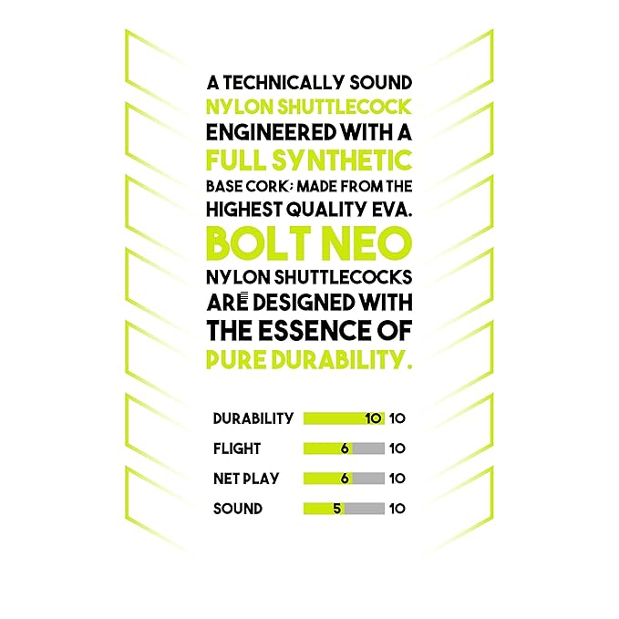Li-Ning Bolt Neo (6 في 1) ريشة تنس الريشة من النايلون (أصفر)