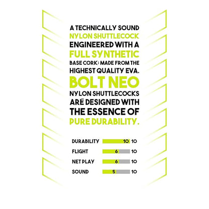Li-Ning Bolt Neo (6 في 1) ريشة تنس الريشة من النايلون (أصفر)