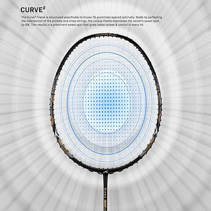 HUNDRED Viper 900 مضرب تنس الريشة من ألياف الكربون مع غطاء مضرب كامل | لاعبون متوسطون | 79 جرام | أقصى شد للوتر - 32 رطلاً