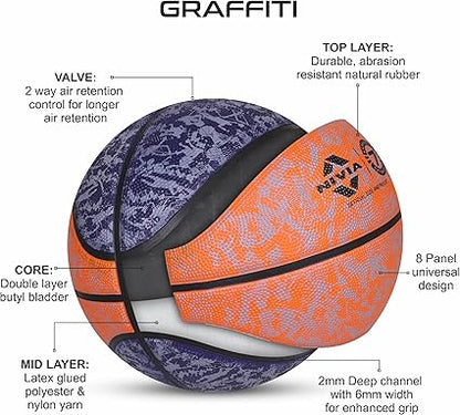 NIVIA Graffiti كرة السلة/المادة: مطاط/مطاط مصبوب/مناسبة لـ: المباريات الداخلية