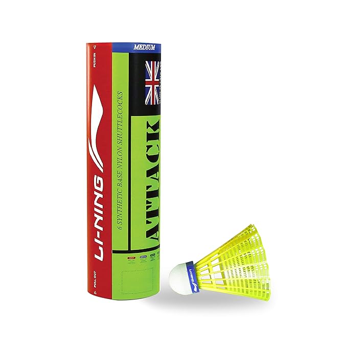 Li-Ning Shuttle-Attack ريشة تنس الريشة من النايلون (أصفر)