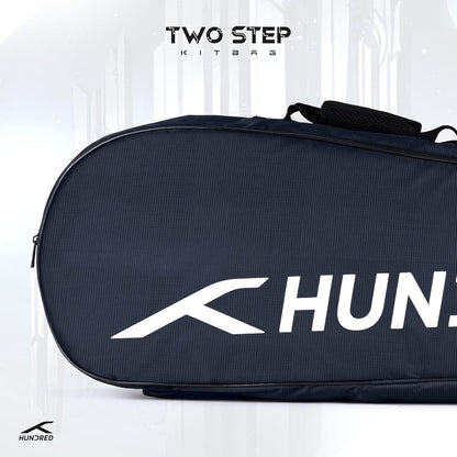 HUNDRED Two Step Badminton and Tennis Racquet Kit Bag (Navy, Medium/6in1) | Polyester | Multiple Compartment with Side Pouch | Easy-Carry Handle | Padded Back Straps | Front Zipper Pocket
