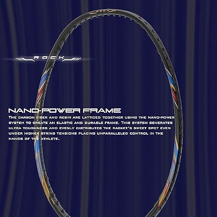 HUNDRED ROCK 88 مضرب تنس الريشة من ألياف الكربون مع غطاء مضرب كامل | لاعبون متوسطون | 82 جرام | أقصى شد للوتر - 32 رطلاً