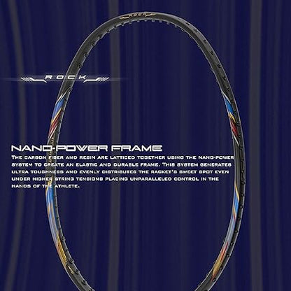 HUNDRED ROCK 88 مضرب تنس الريشة من ألياف الكربون مع غطاء مضرب كامل | لاعبون متوسطون | 82 جرام | أقصى شد للوتر - 32 رطلاً