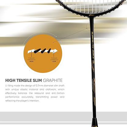 Li-Ning G-Force Superlite Max 9 مضرب تنس الريشة غير مضغوط من الكربون والجرافيت مع غطاء مضرب كامل