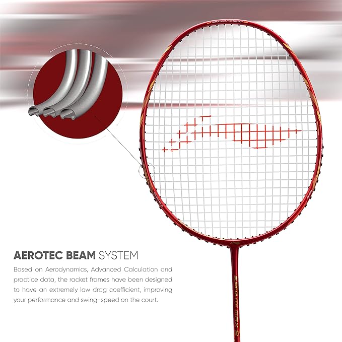 Li-Ning G-Force Superlite Max 9 مضرب تنس الريشة المصنوع من ألياف الكربون والجرافيت مع غطاء كامل للمضرب