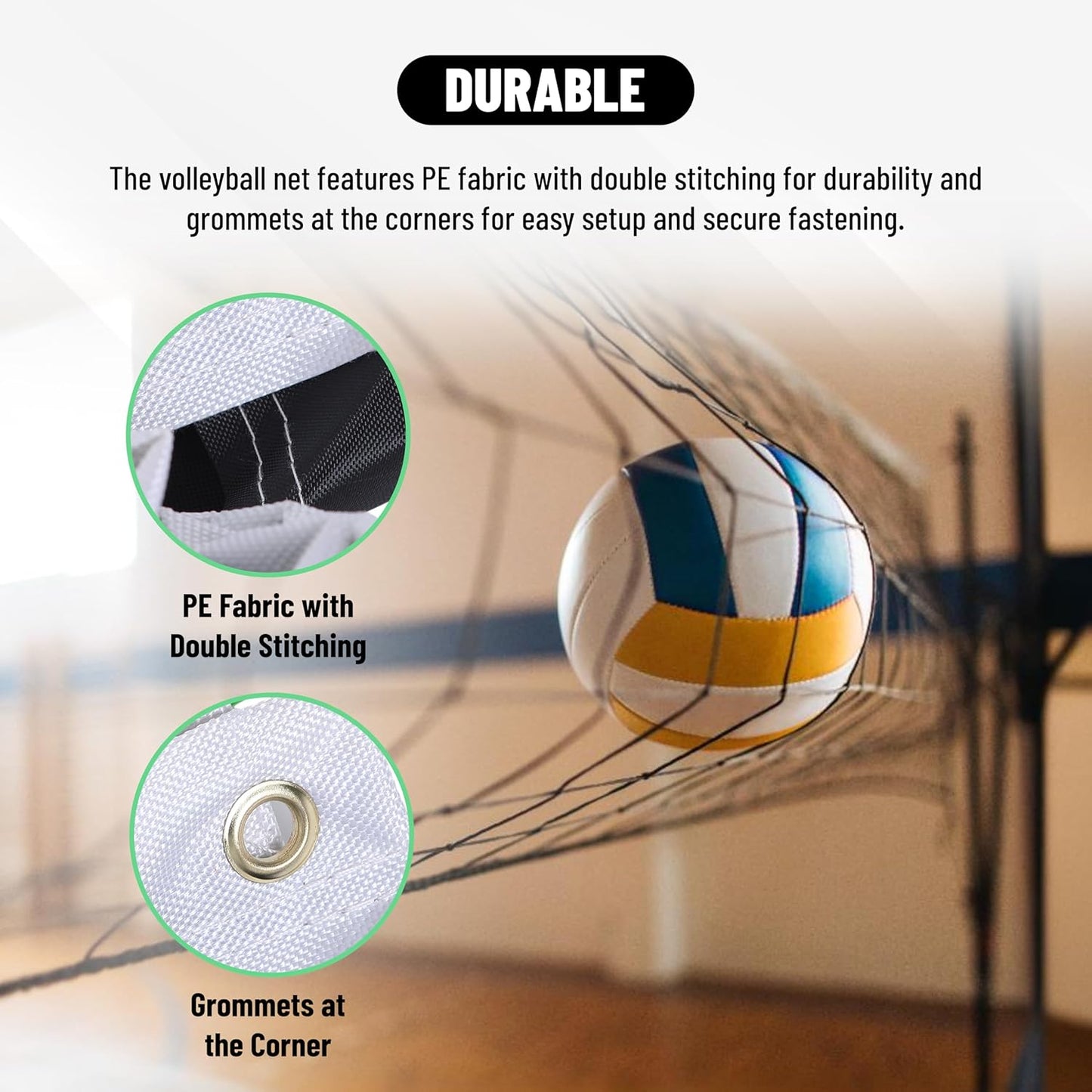 Endless شبكة كرة طائرة احترافية 32 قدم × 3 قدم | المادة: البولي إيثيلين (PE) | شبكة البطولة، شبكة تدريب تنس الريشة البديلة | ملحقات الكرة الطائرة الرملية