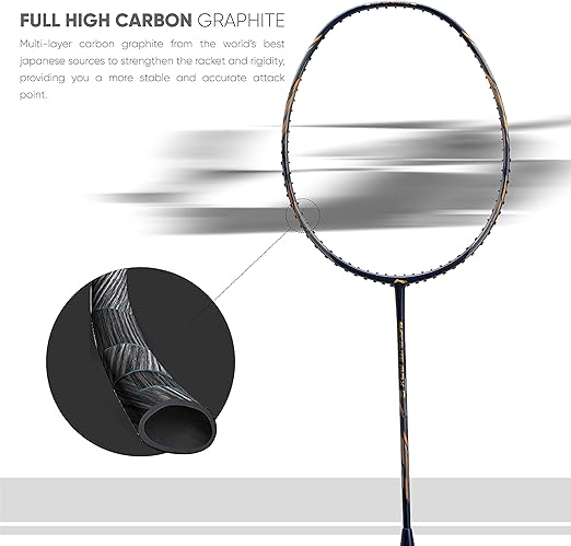 Li-Ning G-Force Superlite Max 9 مضرب تنس الريشة غير مضغوط من الكربون والجرافيت مع غطاء مضرب كامل