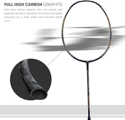 Li-Ning G-Force Superlite Max 9 مضرب تنس الريشة غير مضغوط من الكربون والجرافيت مع غطاء مضرب كامل