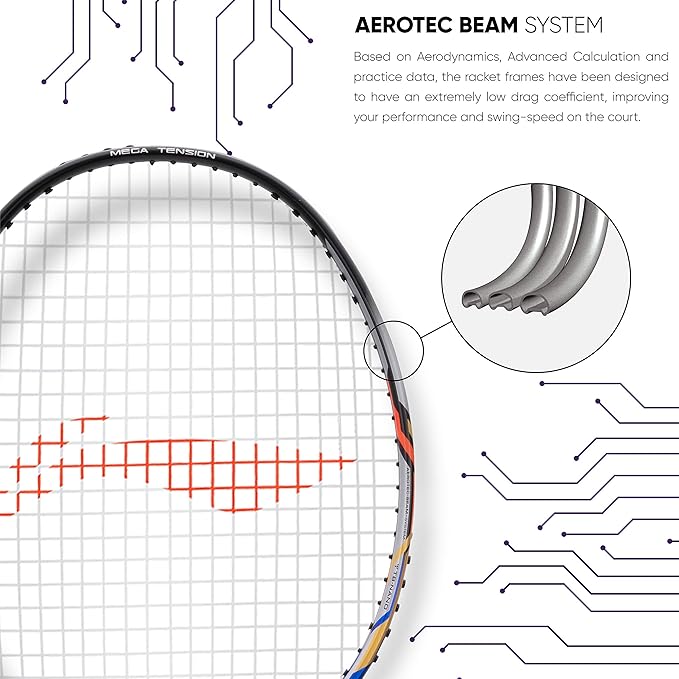 Li-Ning Turbo راكت مصنوع من ألياف الكربون 99 مع غطاء كامل مجاني (84 جرام. 30 رطل)