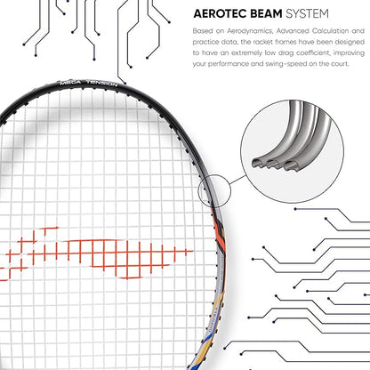 Li-Ning Turbo راكت مصنوع من ألياف الكربون 99 مع غطاء كامل مجاني (84 جرام. 30 رطل)