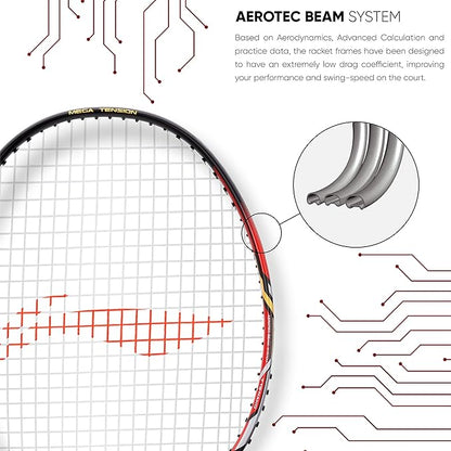 Li-Ning Turbo راكت مصنوع من ألياف الكربون 99 مع غطاء كامل مجاني (84 جرام. 30 رطل)
