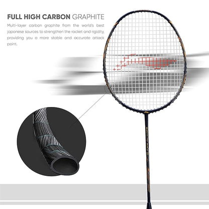 Li-Ning G-Force Superlite Max 9 مضرب تنس الريشة المصنوع من ألياف الكربون والجرافيت مع غطاء كامل للمضرب