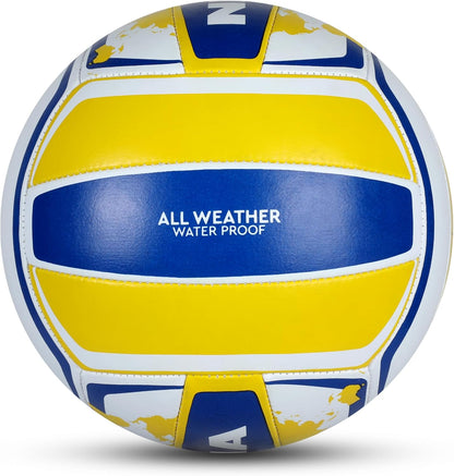 Nivia Kross كرة طائرة مطاطية مخيطة يدويًا | اللون: أصفر وأزرق | الحجم: 4 | 18 لوحة | مخيطة مطاطيًا بالآلة | للاستخدام الداخلي والخارجي | للتدريب أو الترفيه