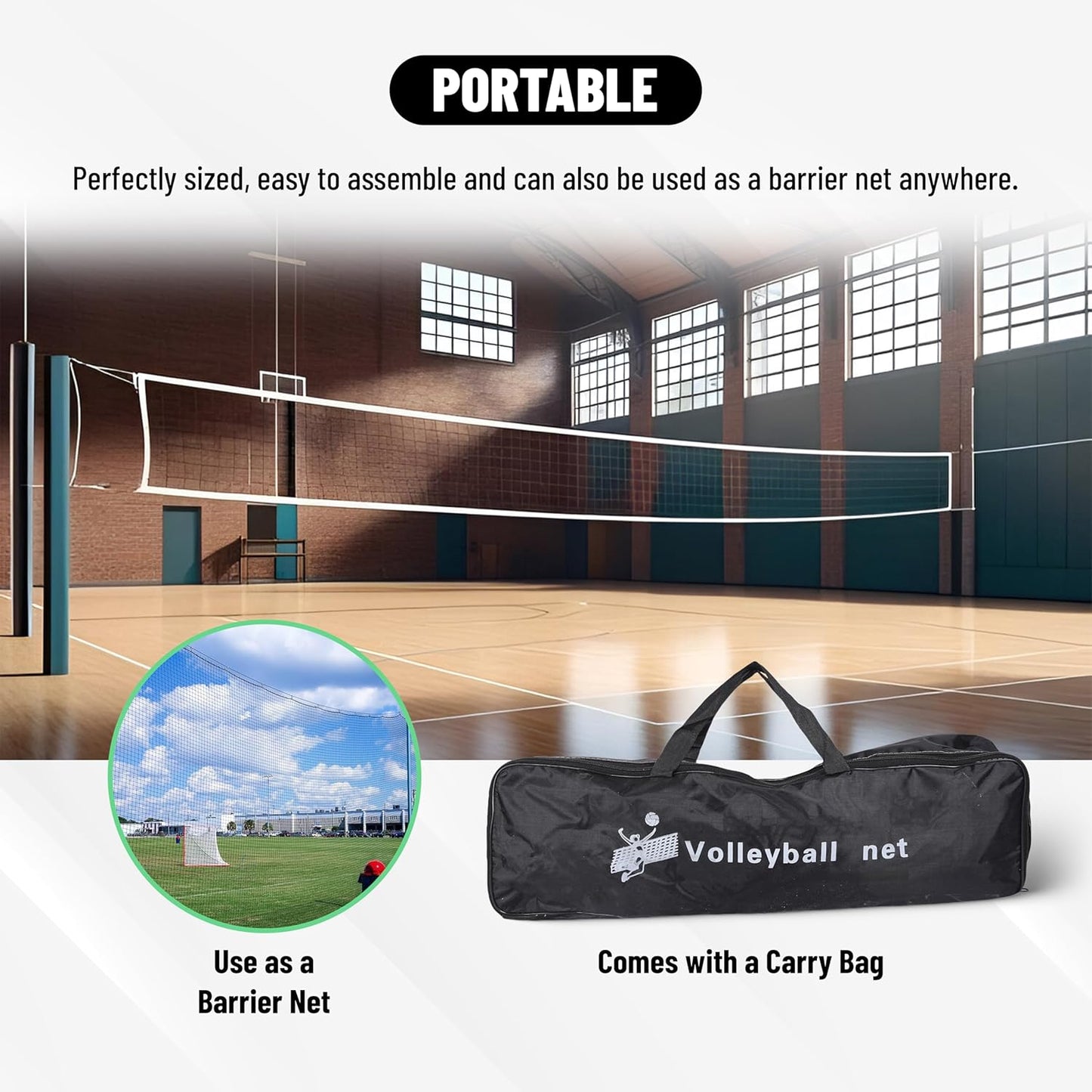 Endless شبكة كرة طائرة احترافية 32 قدم × 3 قدم | المادة: البولي إيثيلين (PE) | شبكة البطولة، شبكة تدريب تنس الريشة البديلة | ملحقات الكرة الطائرة الرملية