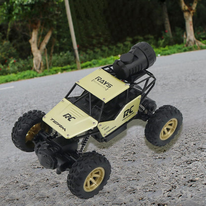 FUNFY 1:18 Rock Crawler RC Toy Car With 4WD | Black | With 4 Soft Suspensions, Dual Motor, Lightning Mist Spray, Better gripping Tyres, Aluminium Body and Rechargeable Battery |For Kids Gift