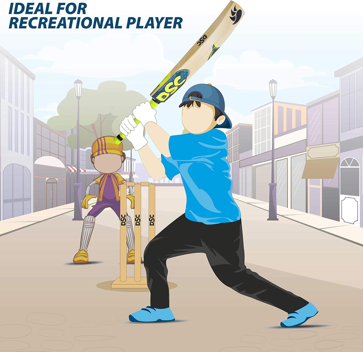 DSC Condor Scud مضرب كريكيت من جلد الصفصاف من كشمير | للرجال والأولاد | خفيف الوزن | جاهز للعب