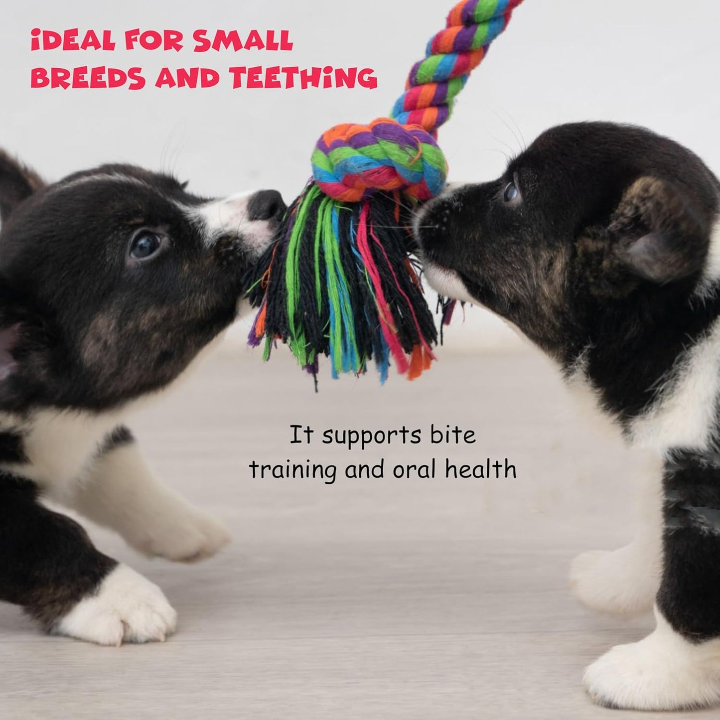 Funfy مجموعة من 7 ألعاب مضغ للجراء للكلاب التي تمر بمرحلة التسنين | ألعاب مضغ للكلاب مع ألعاب حبلية، وحبال كروية متعددة، ولعبة على شكل نجمة، ولعبة برجر، وألعاب صرير للكلاب الصغيرة والمتوسطة