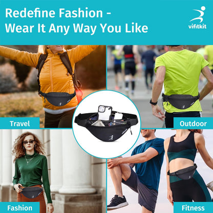 حقيبة خصر Vifitkit للرجال، حقيبة خصر للنساء، حقيبة خصر للرجال، حقيبة خصر للنساء، حقيبة صدر للنساء، حقيبة خصر للرجال، حقيبة خصر للأولاد، حقائب خصر للبنات، حقيبة خصر - أسود